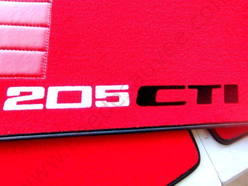 TAPIS DE SOL - REVÊTEMENT POUR MOQUETTE EN VELOURS AVEC TALONNETTE ET COUTURES SIMILI CUIR DE PEUGEOT 205 1.6 ET 1.9 CTI CABRIOLET