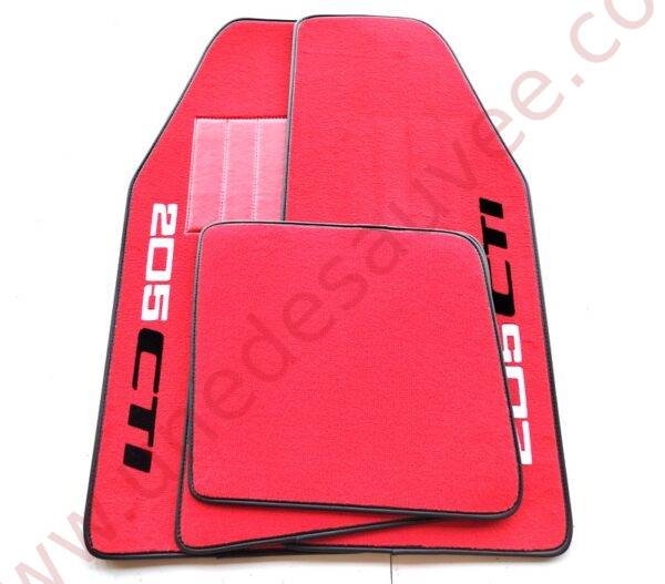 TAPIS DE SOL - REVÊTEMENT POUR MOQUETTE EN VELOURS AVEC TALONNETTE ET COUTURES SIMILI CUIR DE PEUGEOT 205 1.6 ET 1.9 CTI CABRIOLET