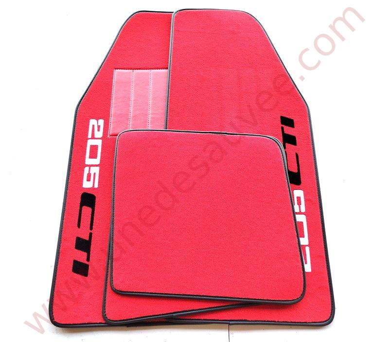 TAPIS DE SOL - REVÊTEMENT POUR MOQUETTE EN VELOURS AVEC TALONNETTE ET COUTURES SIMILI CUIR DE PEUGEOT 205 1.6 ET 1.9 CTI CABRIOLET