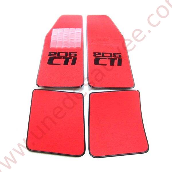 TAPIS DE SOL - REVÊTEMENT POUR MOQUETTE EN VELOURS AVEC TALONNETTE ET COUTURES SIMILI CUIR DE PEUGEOT 205 1.6 ET 1.9 CTI CABRIOLET