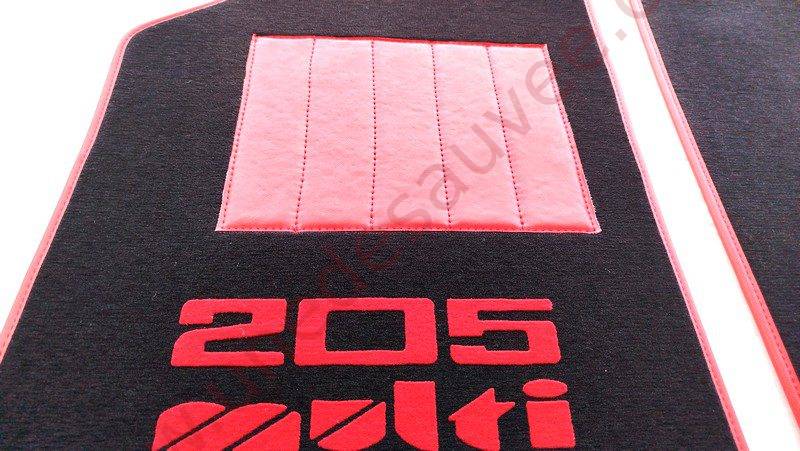 TAPIS DE SOL - REVĂTEMENT POUR MOQUETTE EN VELOURS AVEC TALONNETTE ET COUTURES SIMILI CUIR DE PEUGEOT 205 MULTI GRUAU OU DURISOTTI