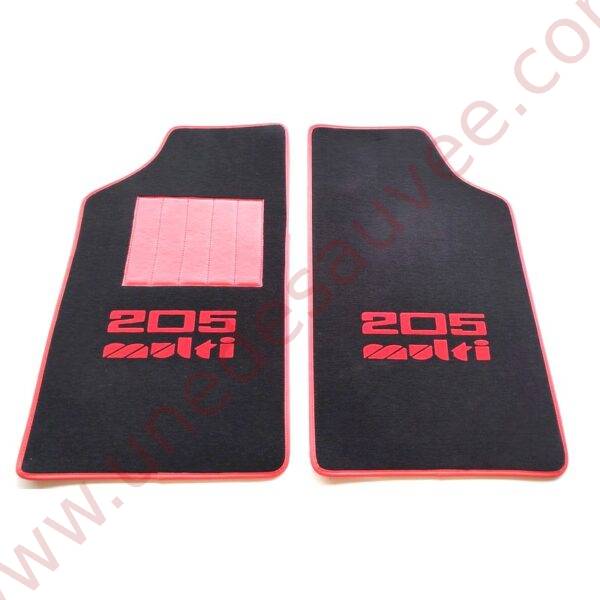 TAPIS DE SOL - REVÊTEMENT POUR MOQUETTE EN VELOURS AVEC TALONNETTE ET COUTURES SIMILI CUIR DE PEUGEOT 205 MULTI GRUAU OU DURISOTTI