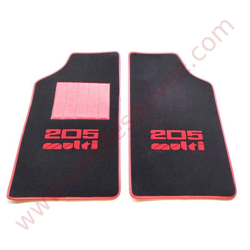 TAPIS DE SOL - REVĂTEMENT POUR MOQUETTE EN VELOURS AVEC TALONNETTE ET COUTURES SIMILI CUIR DE PEUGEOT 205 MULTI GRUAU OU DURISOTTI