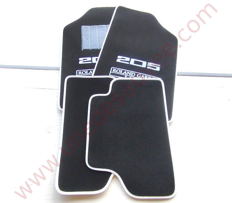 TAPIS DE SOL - REVĂTEMENT POUR MOQUETTE EN VELOURS AVEC TALONNETTE ET COUTURES SIMILI CUIR DE PEUGEOT 205 ROLAND GARROS BERLINE