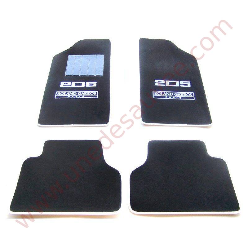 TAPIS DE SOL - REVĂTEMENT POUR MOQUETTE EN VELOURS AVEC TALONNETTE ET COUTURES SIMILI CUIR DE PEUGEOT 205 ROLAND GARROS BERLINE