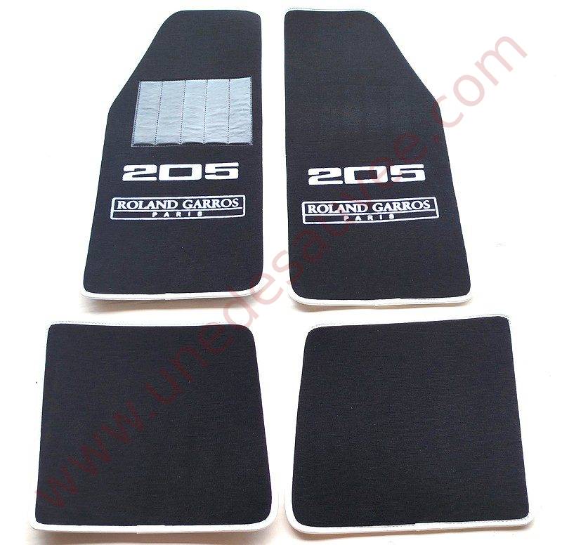 TAPIS DE SOL - REVĂTEMENT POUR MOQUETTE EN VELOURS AVEC TALONNETTE ET COUTURES SIMILI CUIR DE PEUGEOT 205 ROLAND GARROS CABRIOLET