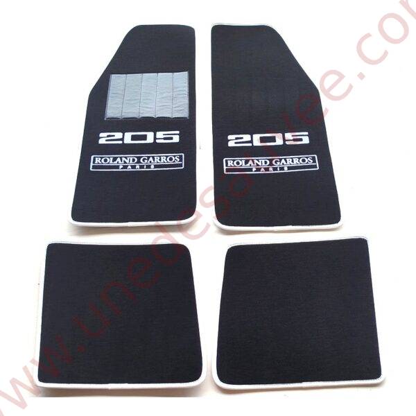 TAPIS DE SOL - REVÊTEMENT POUR MOQUETTE EN VELOURS AVEC TALONNETTE ET COUTURES SIMILI CUIR DE PEUGEOT 205 ROLAND GARROS CABRIOLET