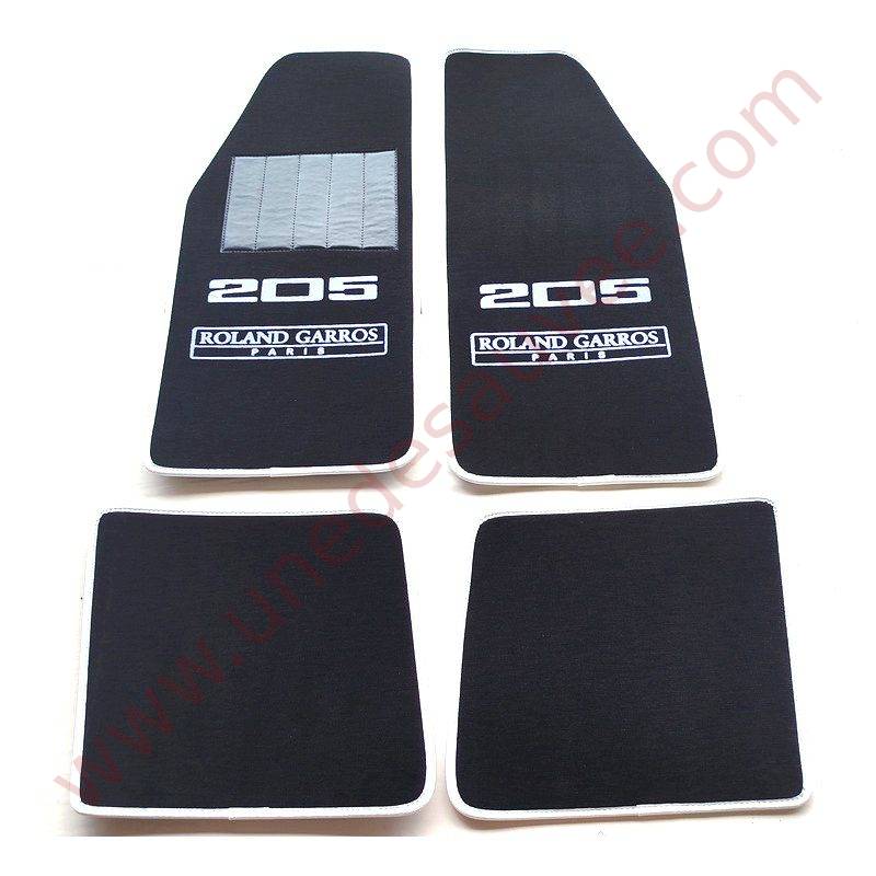 TAPIS DE SOL - REVĂTEMENT POUR MOQUETTE EN VELOURS AVEC TALONNETTE ET COUTURES SIMILI CUIR DE PEUGEOT 205 ROLAND GARROS CABRIOLET