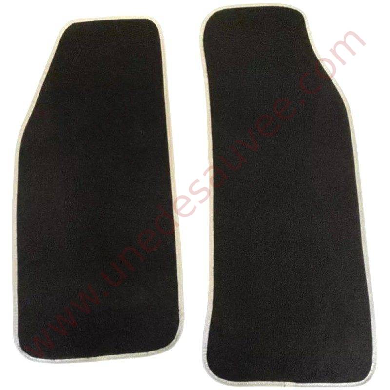 TAPIS POUR PROTECTION DE MOQUETTE EN VELOURS NOIR ET SURJET EN SIMILI BLANC POUR PEUGEOT 205 ROLAND GARROS ET AUTRES MODELES 205 CABRIOLET