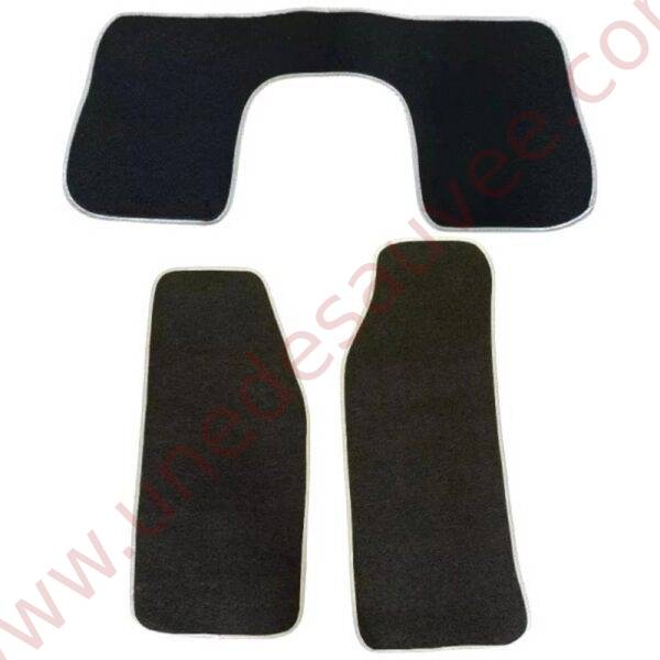 TAPIS POUR PROTECTION DE MOQUETTE EN VELOURS NOIR ET SURJET EN SIMILI BLANC POUR PEUGEOT 205 ROLAND GARROS ET AUTRES MODELES 205 CABRIOLET