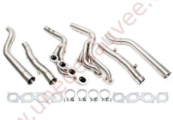 COLLECTEUR D’ÉCHAPPEMENT INOX EVOFÄMB204 2 × 4 EN 1 + TUBES INTERMÉDIAIRES (GAUCHE + DROIT) POUR MERCEDES-BENZ CLASSE C C63 AMG W204 / C204 / S204 – MOTEUR M156 (2007–2013)
