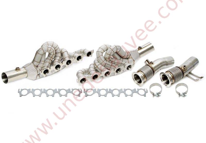 Collecteur d’échappement inox EVOFÄR8H 2 × 5 en 1 avec protection thermique pour Audi R8 V10, Lamborghini Gallardo et Huracán 5.2 V10