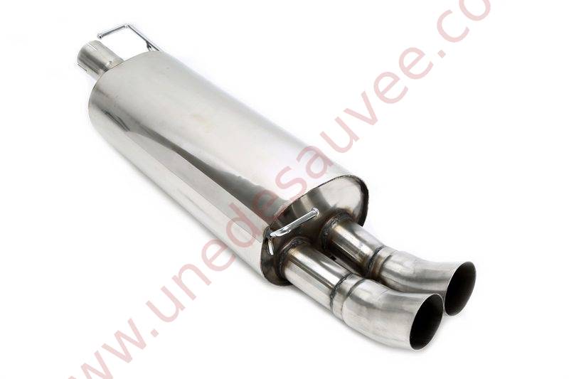 SILENCIEUX ARRIÈRE D’ÉCHAPPEMENT INOX DOUBLE SORTIE DTM 2X76 MM EVOG4A-ESDD76 POUR AUDI A3 TYPE 8L (HORS QUATTRO) AINSI QUE SEAT LEON TYPE 1M (HORS 4X4 ET CUPRA) ET VW GOLF IV TYPE 1J 1996-2005 (HORS 4MOTION ET BREAK)