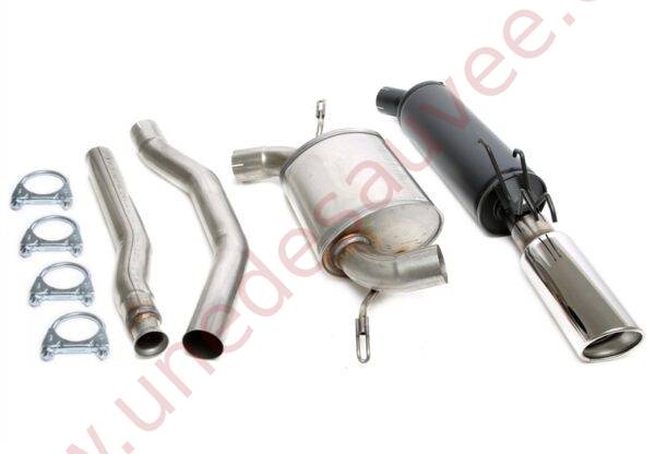 LIGNE D’ÉCHAPPEMENT SPORT ACIER 01VO007-10 SORTIE CHROMÉE RONDE 100 MM POUR VOLVO 850 S70 ET V70 I TURBO BERLINE ET BREAK 2.0 ET 2.3 1994–1999 SANS AWD SANS DIESEL