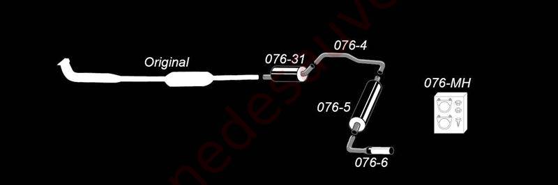 LIGNE D’ÉCHAPPEMENT SPORT ACIER 01VO010-14 SORTIE CHROMÉE RONDE 80 MM POUR VOLVO 240 P240 ET 242 AVEC CATALYSEUR MOTEUR B23 1985–1993 – Image 2
