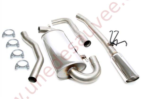 LIGNE D’ÉCHAPPEMENT SPORT ACIER 02VO001-10 SORTIE CHROMÉE RONDE 100 MM POUR VOLVO 850 S70 ET V70 I TURBO BERLINE ET BREAK 2.0T ET 2.3 TURBO 1993–2000 SANS AWD