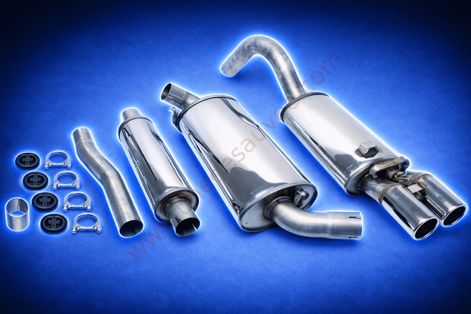 Ligne d’échappement sport inox 02AU018-15 double sortie chromée 2x70 mm Audi 80 90 Coupé Type 89 sans quattro