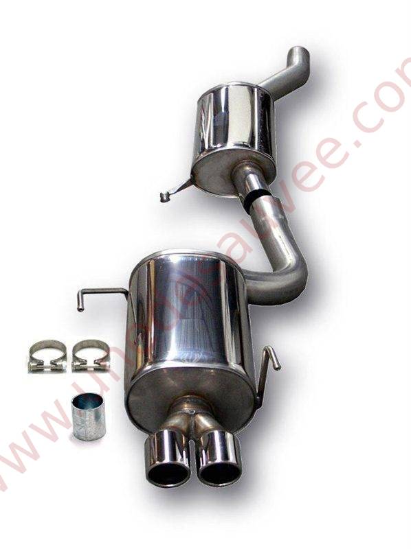 LIGNE D’ÉCHAPPEMENT SPORT INOX 02AU042-8 DOUBLE SORTIE CHROMÉE RONDE 2×80 MM POUR AUDI 80 B4 S2 ET RS2 BERLINE ET AVANT 1991–1994