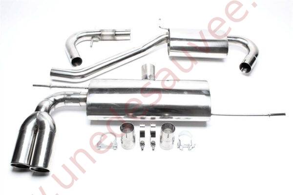 LIGNE D’ÉCHAPPEMENT SPORT INOX 2×76 MM SORTIES RONDES BORDÉES EVOG5AE276-1 POUR AUDI A3 TYPE 8P (HORS SPORTBACK) AINSI QUE VW GOLF V TYPE 1K ET GOLF PLUS TYPE 1KP DE 2003 À 2013