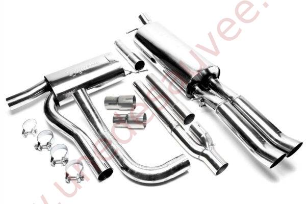 LIGNE D’ÉCHAPPEMENT SPORT INOX DOUBLE SORTIE DTM 2×76 MM EVOA4AED76 POUR AUDI A4 TYPE B5 LIMOUSINE ET AVANT (1994–2001) HORS QUATTRO