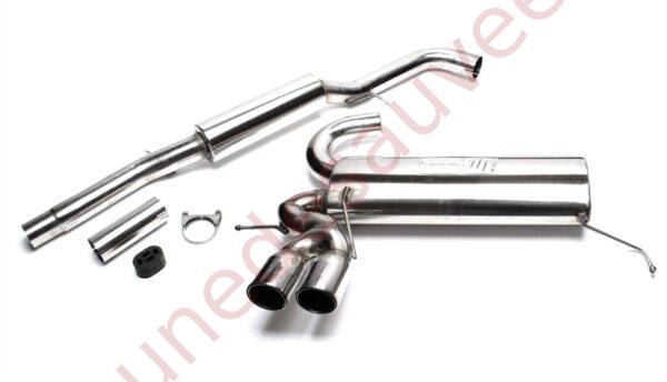 LIGNE D’ÉCHAPPEMENT SPORT INOX DOUBLE SORTIE RONDE BORDÉE 2×76 MM EVOA3QAE276 POUR AUDI A3 QUATTRO S3 TYPE 8L (1996–2003)