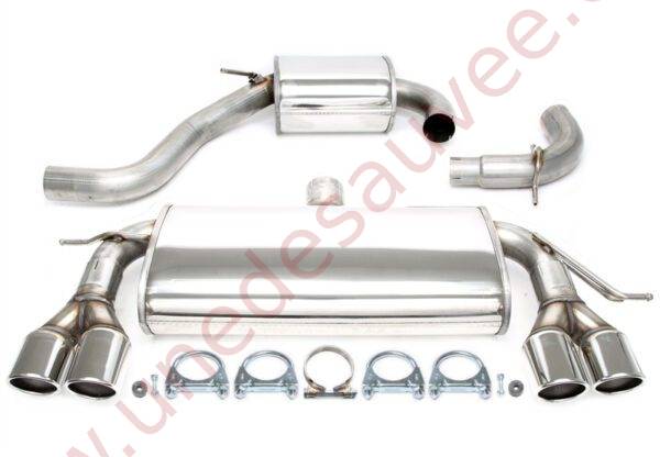 LIGNE D’ÉCHAPPEMENT SPORT INOX DUPLEX TA TECHNIX 2×80 MM GAUCHE DROITE – RÉF. 02VW019-8D – POUR VW GOLF V & VI (TYPE 1K 5K) AINSI QUE AUDI A3 (TYPE 8P) – HOMOLOGUÉE