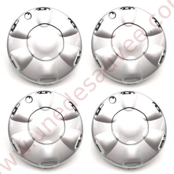 KIT DE 4 ENJOLIVEURS ECO DE JANTE EN PLASTIQUE PEINT GRIS POUR RENAULT TWINGO 1 PH 1