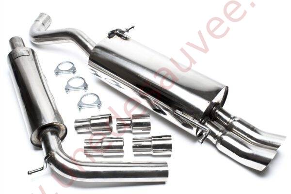 LIGNE D’ÉCHAPPEMENT SPORT INOX DOUBLE SORTIE DTM 2×76 MM EVOP5AED76 POUR SKODA FABIA I 6Y / VW POLO 9N SAUF BERLINE ET BREAK (1999–2009)