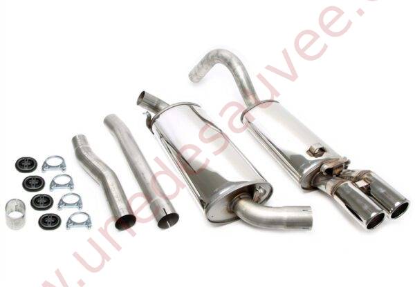 LIGNE D’ÉCHAPPEMENT SPORT INOX DOUBLE SORTIE RONDE 2×70 MM 02AU019-15 POUR AUDI CABRIOLET TYPE B4 8G 2.0 ET 2.3 (1991–2000)