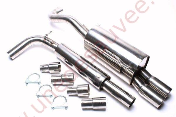 LIGNE D’ÉCHAPPEMENT SPORT INOX DOUBLE SORTIE RONDE 2×76 MM EVOLUAE276 POUR SEAT AROSA 6H / VW LUPO 6E 6X SAUF 74 / 77 / 92 KW (1997–2005)