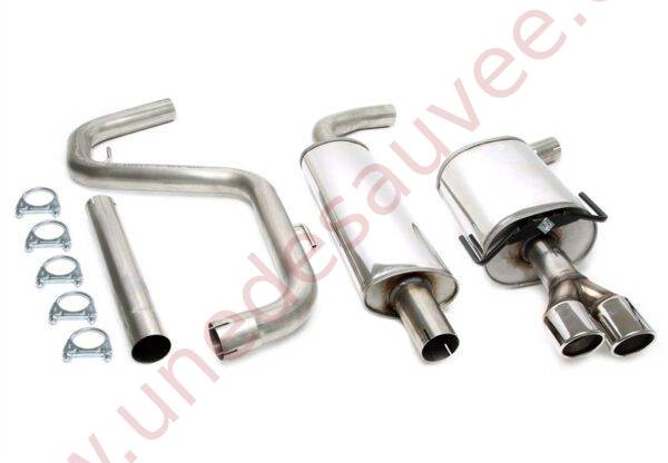 LIGNE D’ÉCHAPPEMENT SPORT INOX DOUBLE SORTIE RONDE 2×80 MM 02SA002-8 POUR SAAB 9-3 YS3F 1.8T  2.0T (2003–)