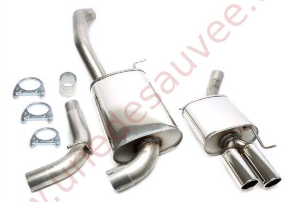 LIGNE D’ÉCHAPPEMENT SPORT INOX DOUBLE SORTIE RONDE 2×80 MM 02VW014-8 POUR VW PASSAT TYPE 3C / CC 1.8 TSI / 2.0 TDI / 2.0 TFSI (2005–2010)