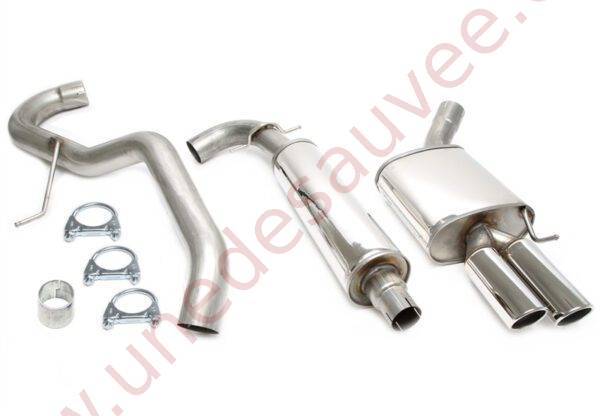 LIGNE D’ÉCHAPPEMENT SPORT INOX DOUBLE SORTIE RONDE 2×80 MM 02VW021-8 POUR VW JETTA III 1K / SKODA OCTAVIA II 1Z 1.4 TSI / 1.8 TSI / 2.0 TFSI / 2.0 TDI (2004–2010)