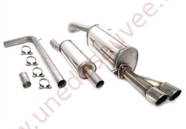 LIGNE D’ÉCHAPPEMENT SPORT INOX DOUBLE SORTIE RONDE 2×80 MM 02VW030-8 POUR SEAT IBIZA IV 6J 1.4 TSI FR 110 KW CAVF (2010–2017)