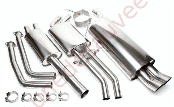 LIGNE D’ÉCHAPPEMENT SPORT INOX DTM DOUBLE SORTIE 2×76 MM EVOE466AED76 POUR BMW SÉRIE 3 TYPE E46 BERLINE, COUPÉ, CABRIOLET ET TOURING 320i 323i 328i (1998–2001)