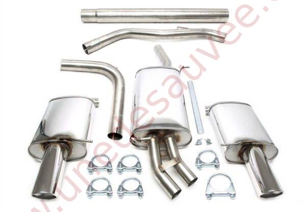 LIGNE D’ÉCHAPPEMENT SPORT INOX DUPLEX DOUBLE SORTIE 1×100 MM 02AU013-10D POUR AUDI A4 TYPE B6 LIMOUSINE, AVANT ET CABRIOLET (2001–2004) HORS QUATTRO