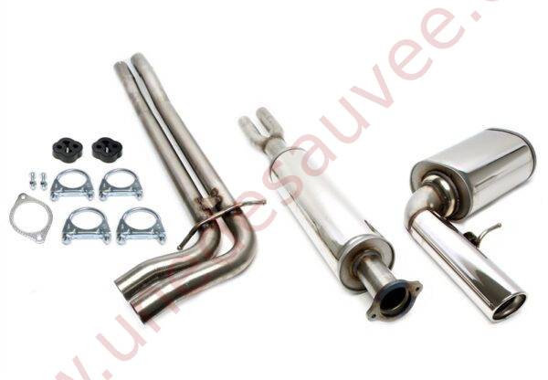 LIGNE D’ÉCHAPPEMENT SPORT INOX SIMPLE SORTIE RONDE 1×100 MM 02VO024-10 POUR VOLVO V70 II TYPE S 2.0T / 2.3 T5 / 2.4D / 2.4D5 / 2.4 T / 2.5T TRACTION (03/2000–05/2004)