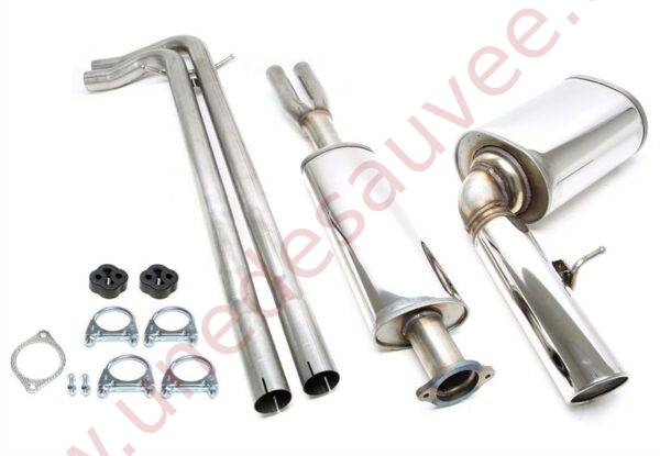 LIGNE D’ÉCHAPPEMENT SPORT INOX SIMPLE SORTIE RONDE 1×100 MM 02VO027-10 POUR VOLVO V70 II TYPE S AWD 2.4D / D5 / 2.5T (06/2004–)