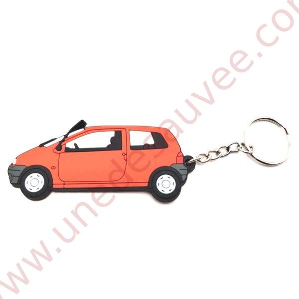 PORTE-CLEFS RENAULT TWINGO DE COULEUR ROUGE CORAIL LOGO DE COFFRE