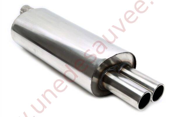 SILENCIEUX ARRIÈRE ÉCHAPPEMENT INOX DOUBLE SORTIE RONDE BORDÉE 2×76 MM EVOE466A-ESD276 POUR BMW SÉRIE 3 TYPE E46 BERLINE, COUPÉ, CABRIOLET ET TOURING 320i 323i 328i (1998–2001)