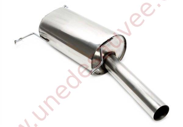 SILENCIEUX ARRIÈRE SPORT INOX SORTIE SIMPLE RONDE 1×70 MM FINITION DROITE EVOG1A-ESD70S POUR VW GOLF 1 CABRIOLET TYPE 155 / SCIROCCO 2 TYPE 53B (1984–1993)