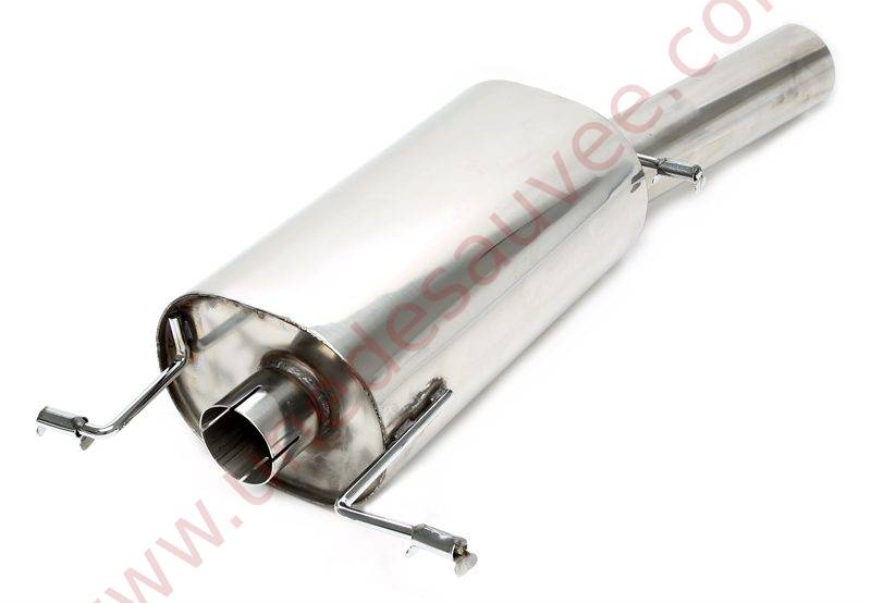 SILENCIEUX ARRIÈRE SPORT INOX SORTIE SIMPLE RONDE 1×90 MM FINITION DROITE EVOG1A-ESD90S POUR VW GOLF 1 CABRIOLET TYPE 155 / SCIROCCO 2 TYPE 53B (1984–1993) – Image 2