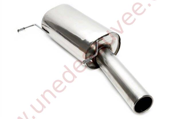 SILENCIEUX ARRIÈRE SPORT INOX SORTIE SIMPLE RONDE 1×90 MM FINITION ROULÉE EVOG1A-ESD90 POUR VW GOLF 1 CABRIOLET TYPE 155 / SCIROCCO 2 TYPE 53B (1984–1993)