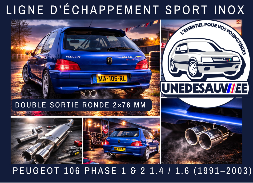 message site UDS 106 echap DOUBLE SORTIE RONDE 2×76 MM TA-TECHNIX pièces accessoires echappements youngtimers