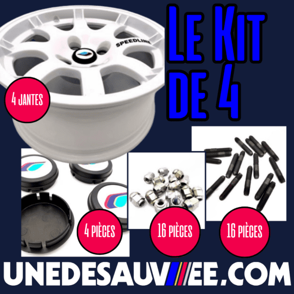 KIT DE 4 JANTES PTS BLANCHES SPEEDLINE 6.75 SL434 PEUGEOT 106 306 309 205 GTI CTI GTI 16 RALLYE