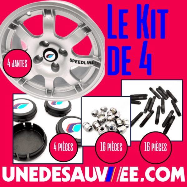 KIT DE 4 JANTES PTS GRIS SILVER ASPHALTE SPEEDLINE 6.75 SL434 PEUGEOT 106 306 309 205 GTI CTI GTI 16 RALLYE