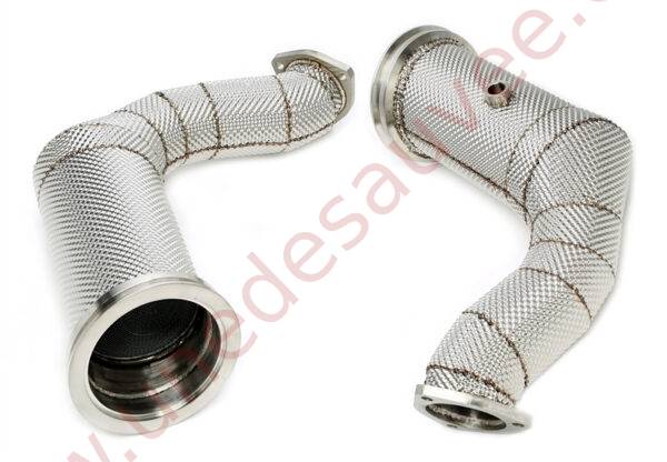 DOWNPIPE INOX AVEC CATALYSEUR ET PARE-CHALEUR 70MM RÉFÉRENCE 06LA002 POUR AUDI Q7 SQ7 4M, AUDI Q8 SQ8 RSQ8 4M ET LAMBORGHINI URUS 4.0 V8 BITURBO QUATTRO 2018-2024