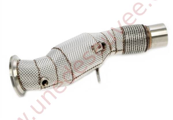 DOWNPIPE INOX AVEC CATALYSEUR ET PARE-CHALEUR 80MM RÉFÉRENCE 06BM048 POUR BMW SÉRIE 1 F20 F21, SÉRIE 2 F22 F23, SÉRIE 3 F30 F31 G20 G21, SÉRIE 4 F32 F33 F36, SÉRIE 5 G30 G31, X3 G01 ET X4 G02 MOTEUR B48 184 À 258 CH 2015-2024