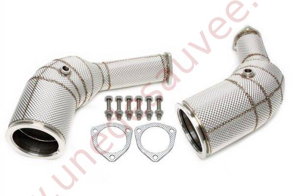 DOWNPIPE INOX AVEC CATALYSEUR SPORT ET PARE-CHALEUR 72MM RÉFÉRENCE 06AU025 POUR AUDI RS6 C8 / RS7 4K 4.0 TFSI MILD HYBRID QUATTRO 600 CH (2019-)