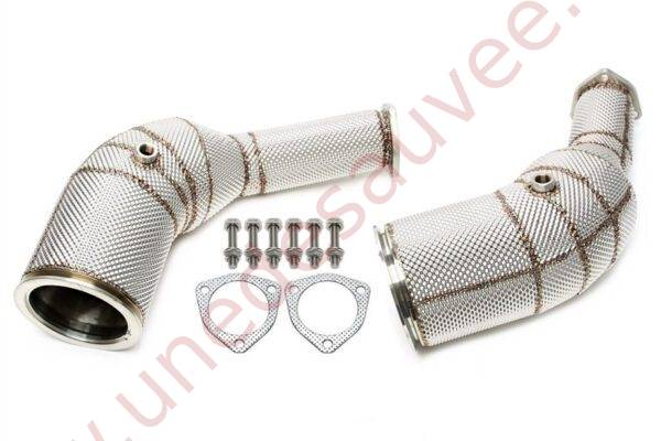 DOWNPIPE INOX AVEC PARE-CHALEUR 76MM RÉFÉRENCE 06AU023 POUR AUDI RS6 C8 / RS7 4K 4.0 TFSI MILD HYBRID QUATTRO 600 CH (2019-)